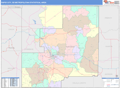 Rapid City Metro Area Digital Map Color Cast Style
